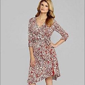 Antonio Melani Wrap Cream and Orange dress